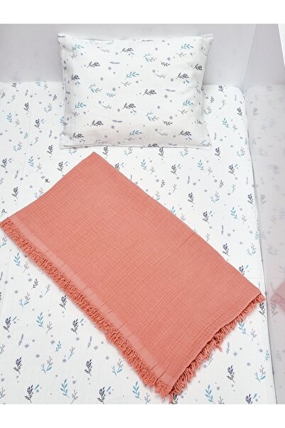 Yada Baby طقم بطانية موسلين قطن 100% بلون مرجاني - ملاءة وغطاء وسادة 2