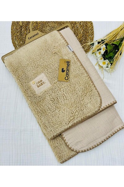 Caramell Muslin and Welsoft Baby Blanket