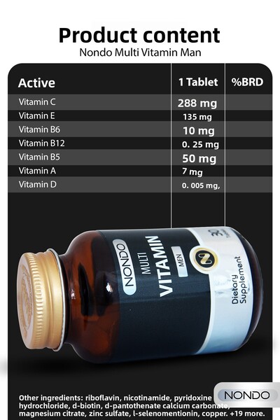 Nondo Panax Ginseng Saw Palmetto Vitamin Complex - Multivitamin Male 30 Tablets