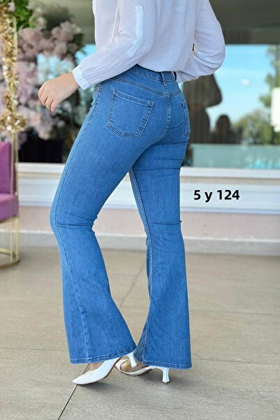 İnce Topuk Lycra Flared Leg Jeans 5Y124