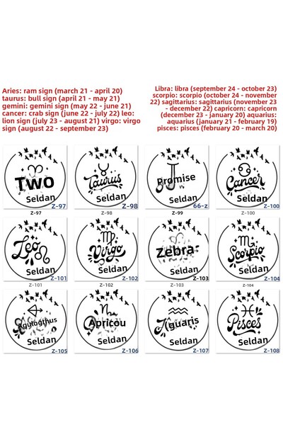E-Hediyeci Zodiac Signs Special Seal, Zodiac Sign Designed Stamp, Zodiac Sign Gift Stamp Z3 Series
