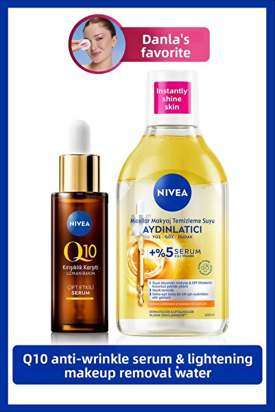 NIVEA Q10 Anti-Wrinkle Double Effect Skin Serum 30ml, Brightening Micellar Ma...