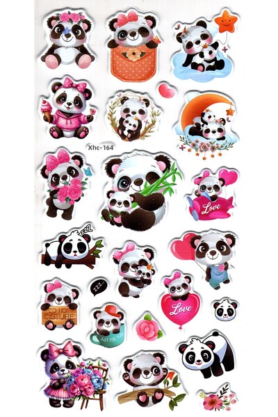 Limmy Cute Cute Panda - Autocolant în relief, Etichetă autocolantă (XHC164) -...