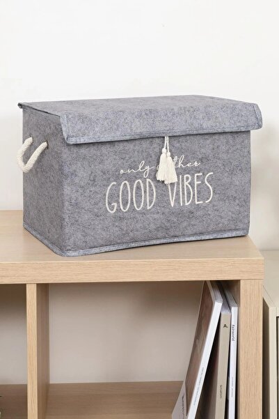 Tex Republic Felt Lid Organizer Box Gray 35x23x23cm