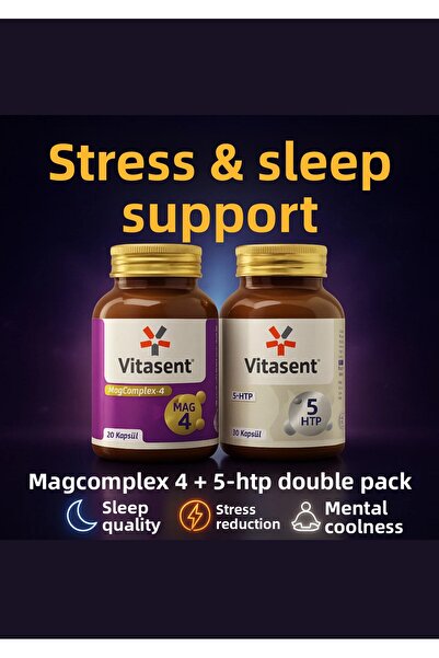 VİTASENT Stress & Sleep Support Pack – Mental Balance and Sleep Support with Magcomplex 4 and 5-Htp
