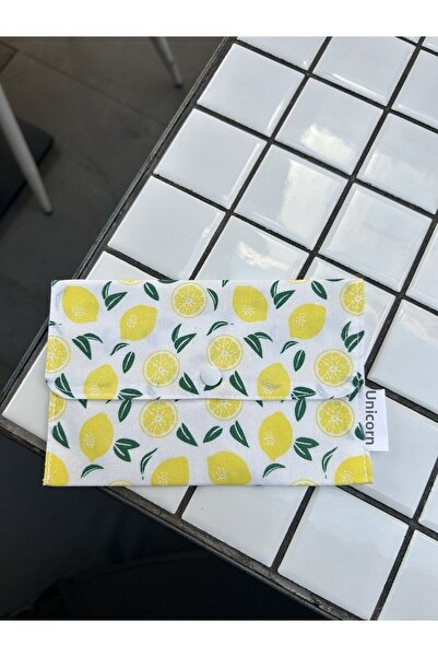 Sumicorn Design Чанта с лимонен мотив, подходяща за пране, с копчета, мини портмоне, органайзер за чанта