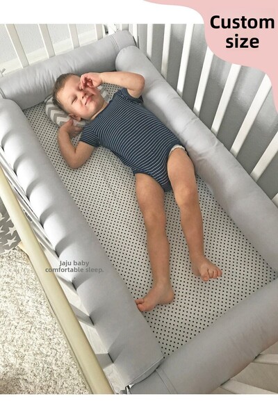 Jaju Baby حاجز سرير مونتيسوري رمادي مقاس 60x120 لحماية حافة السرير مقاس مخصص