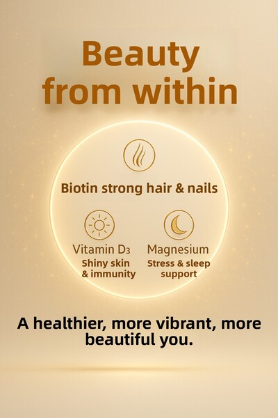 VİTASENT Beauty Package - Biotin Keratin - Magnesium Complex and D3 - Skin and Hair Care