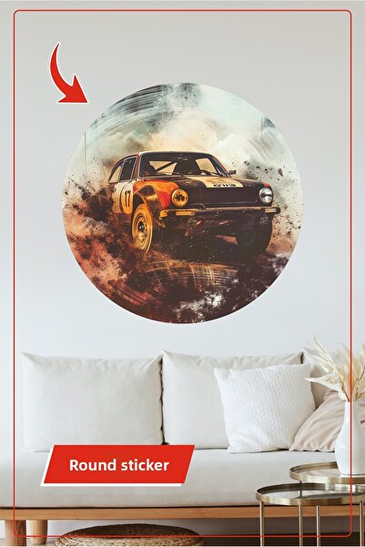 KOSS Dijital Autocolant rotund pentru mașină de raliu, design tematic de curs...