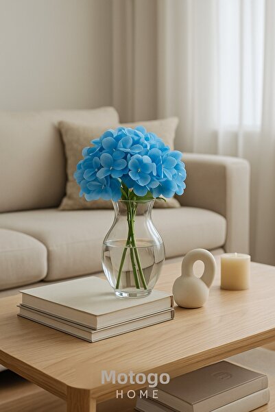 Mottogo Floare artificială de hortensie – Floare decorativă aproape reală 45 cm