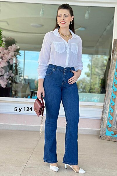 İnce Topuk Lycra Flared Leg Jeans 5Y124