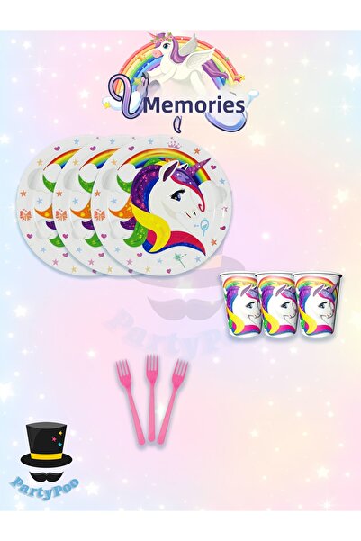 PartyPoo Set de petrecere ecologică pentru ziua de naștere cu unicorn pentru ...