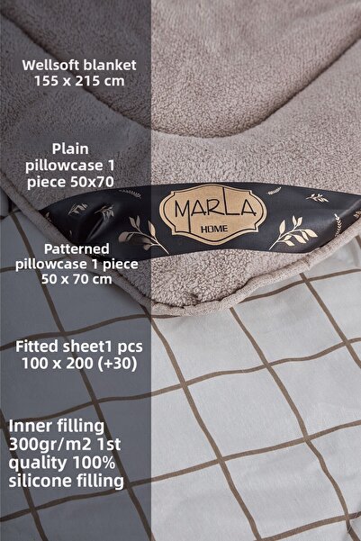 MARLA HOME Welsoft Line Patterned - Μονόχρωμο Σετ ύπνου