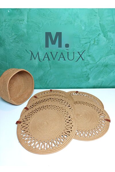 MaVaux Embroidered Jute Placemat Double, Set, Durable, Heat Sensitive