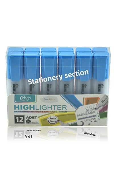 Kids Like Cengo 12 Pieces Single Color Neon Highlighter - Premium Quality