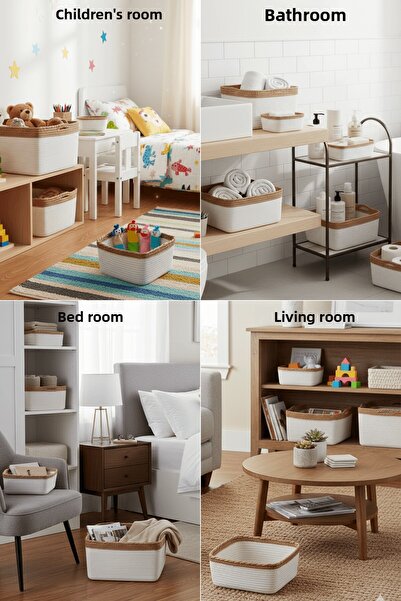 Marrien Neva Cotton and Paper String Organizer | Ecru 26X26X12 Kitchen, Bathroom & Cabinet Organizer