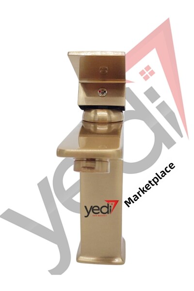 yediyapı صنبور حوض ثابت موديل مربع ذهبي غير لامع