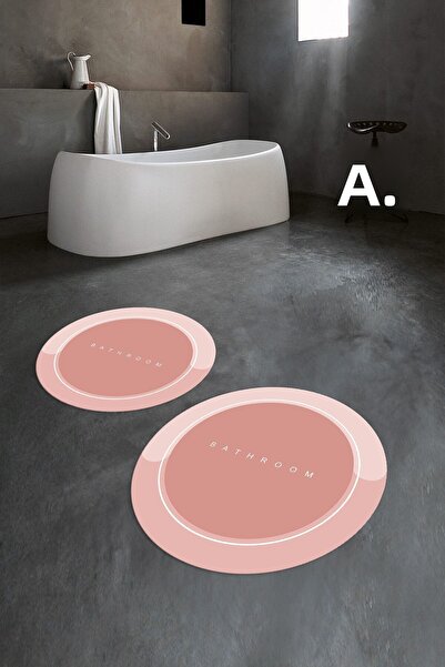 Napoli Home Set de baie rotund dublu pentru baie, lavabil, cu bază anti-alune...