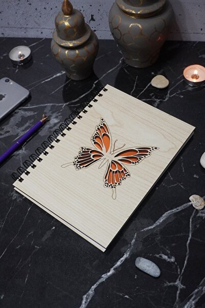 markcat دفتر ملاحظات خشبي بنمط الفراشة - جدول الأعمال والاستخدام اليومي - دفت...