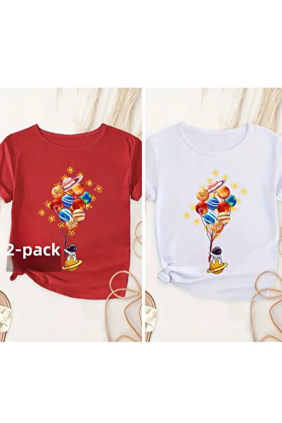 DAXİS Sportwear Company Set of 2 Printed Crew NecK T-shirts for Boys and Girls