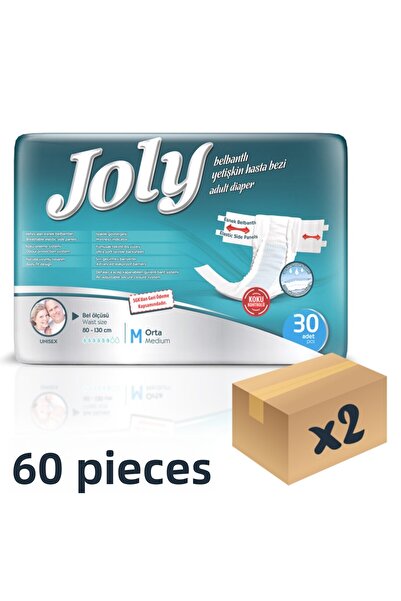 Joly Adult Patient Diapers with Flexible Waistband Medium 30 Pieces 2 Packs 60 Pieces