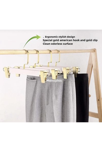 askı sarayı White Wooden Look Trouser and Skirt Hanger Special American Hook 12 Pieces