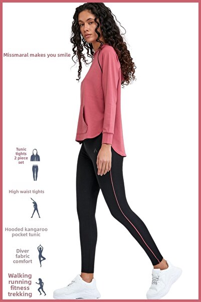 missmaral Γυναικεία αθλητική φόρμα αθλητική τουνίκ και κολάν με λεπτή εφαρμογή Καταδυτικό ύφασμα Sports and Casual Dried Rose 3060