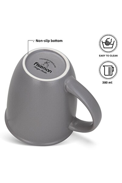 Fissman كوب قهوة مطبوع مكون من قطعتين، سعة 380 مل، "تصبح على خير"، كوب قهوة سيراميك بمقبض