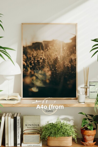 tablodea Poster cu ramă boemă cu peisaj natural la apus de soare TD Pictură d...