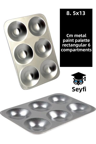 SEYFİKİRTASİYE 6-канална метална палитра за бои - правоъгълна 8,5x13 cm