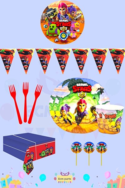 ECM PARTI مجموعة حفلات عيد ميلاد صغيرة تحت عنوان Brawl Stars تتسع لـ 24 شخصًا
