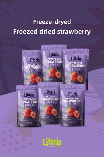 Liforia شرائح الفراولة الرقيقة المجففة بالتجميد - الفواكه المجففة بالتجميد - ...