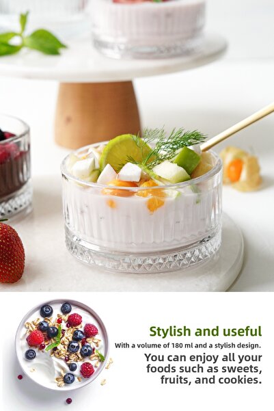 Vienev 6 Pieces of Dessert and Snack Glass Bowl Presentation Set 180 ml