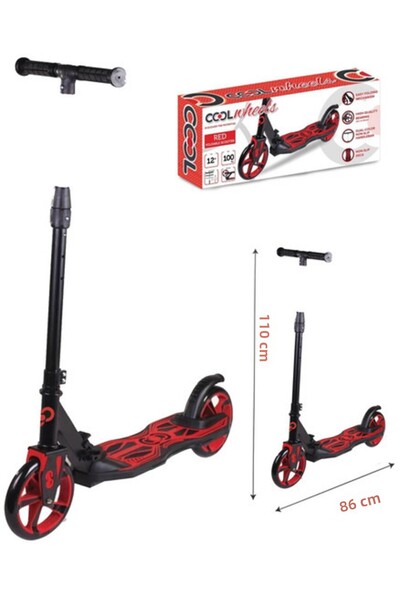 Furkan Toys سكوتر قابل للطي بعجلتين مع فرامل لعمر 3-4 سنوات و12 سنة - أحمر