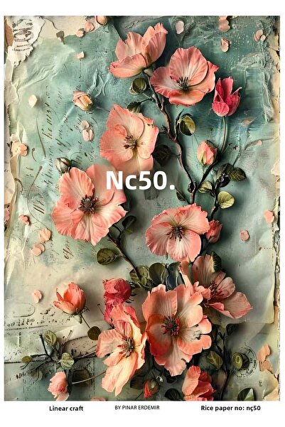 LİNEART Nostalgic Flowers Series Brass Decopage Paper No:Nç50