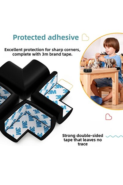 Miningaa 4 Pieces Corner Protector Cushion Pure Rubber Table Coffee Table Edge Corner Protector Child Baby Safety Protection