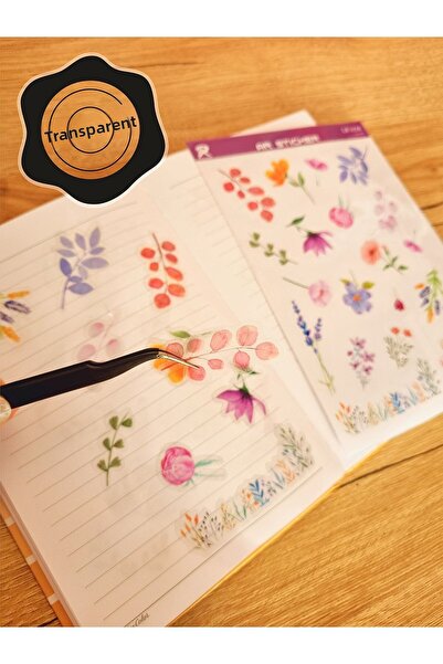 AR Sticker - مجموعة ملصقات جدول الأعمال الخاصة بالكمبيوتر المحمول والهاتف والكمبيوتر اللوحي ذات طابع الزهور والأوراق الشفافة