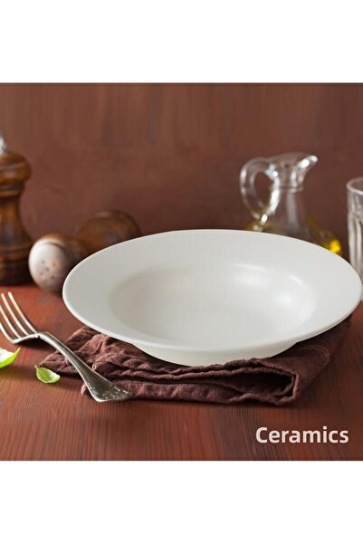 Keramika K2 Delta Pit Food-Pasta Plate 20 cm Matte White 6 Pieces
