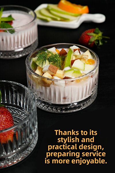 Vienev 6 Pieces of Dessert and Snack Glass Bowl Presentation Set 180 ml