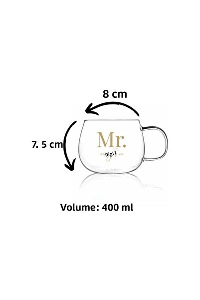 gifttime كوب زجاج بوروسيليكات موديل مستر رايت بمقبض سعة 400 مل