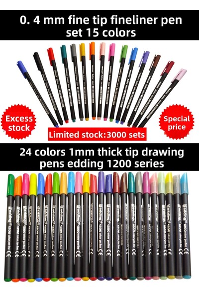SEYFİKİRTASİYE 24 لونًا، أقلام رسم بسمك 1 مم، مجموعة أقلام تحديد دقيقة مقاس 1...