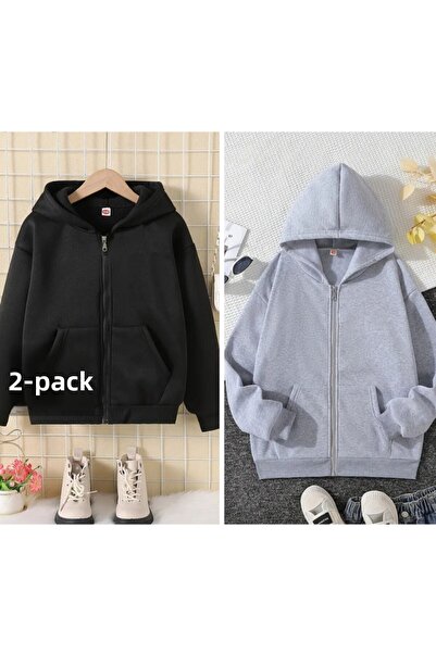DAXİS Sportwear Company Set of 2 zippered Hooded Sweatshirts for Boys and Girls