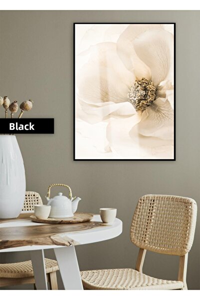 Harikabirev HARİKABİREV | MODEL DE FLORI ALBE MOALE 2 | TABLA DE STICLA TEMPLATA CU CADRU, SIMPLE, VERTICALA