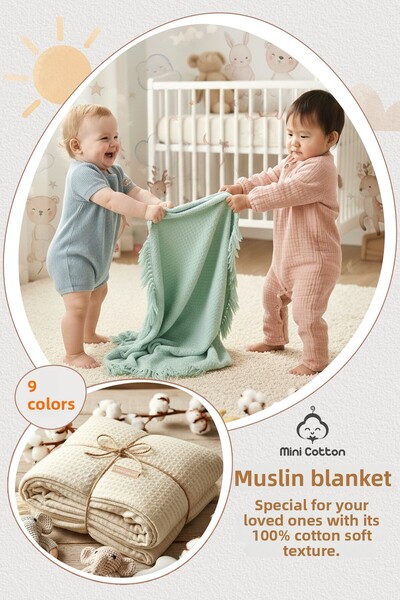 Mini Cotton 100% Cotton Soft Textured 4-Layer Muslin Blanket