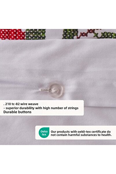 Bella Maison 100% Cotton Satin Jolly Double Duvet Cover Set Red (200X220 cm)