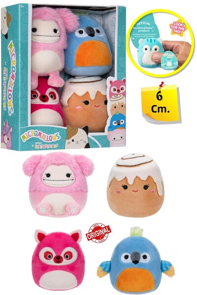 TOYFEST Micromallows Squishmallows Mini Soft Plush Toy Set of 4 - 6 cm - Model - 2