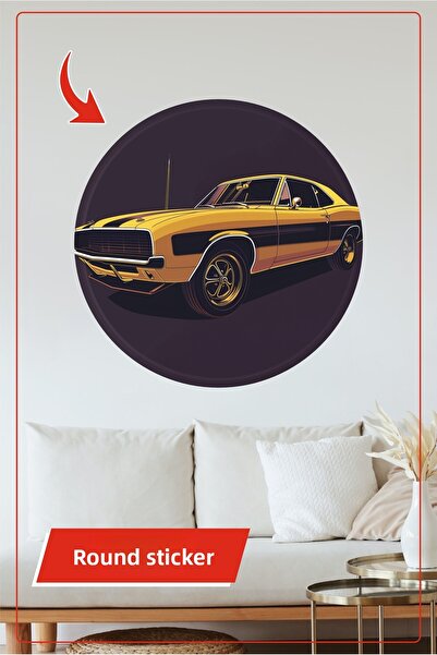 KOSS Dijital Autocolant rotund pentru mașină clasică retro, autocolant decora...