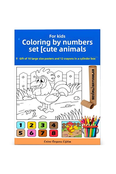 Enine Boyuna Eğitim Painting by Numbers Set for Kids (Cute Animals)