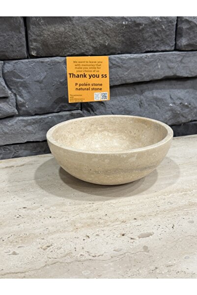 Polen Stone 20X8 Travertine Natural Stone Bowl