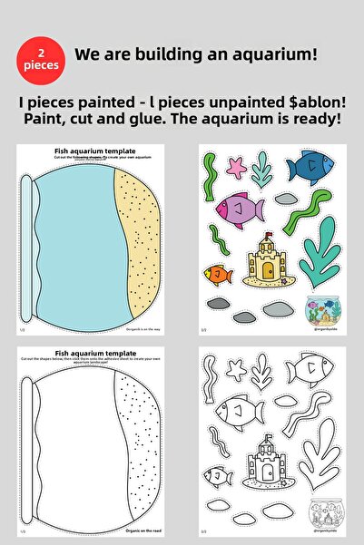 Organik Yolda قالب حوض السمك، قطعتان بحجم A4، ورق سميك.